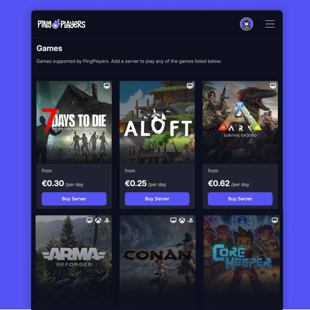 Ping Players tablet responsive view