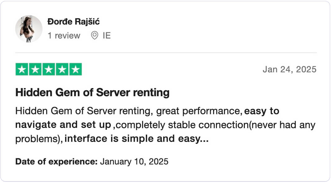 Trustpilot review — UX / design mention