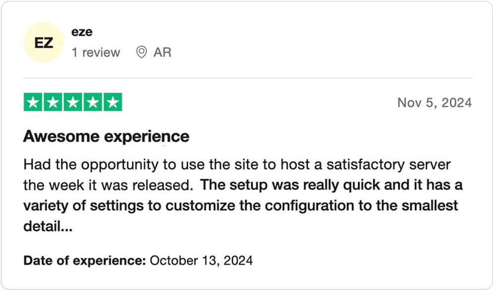 Trustpilot review — Ease of use mention