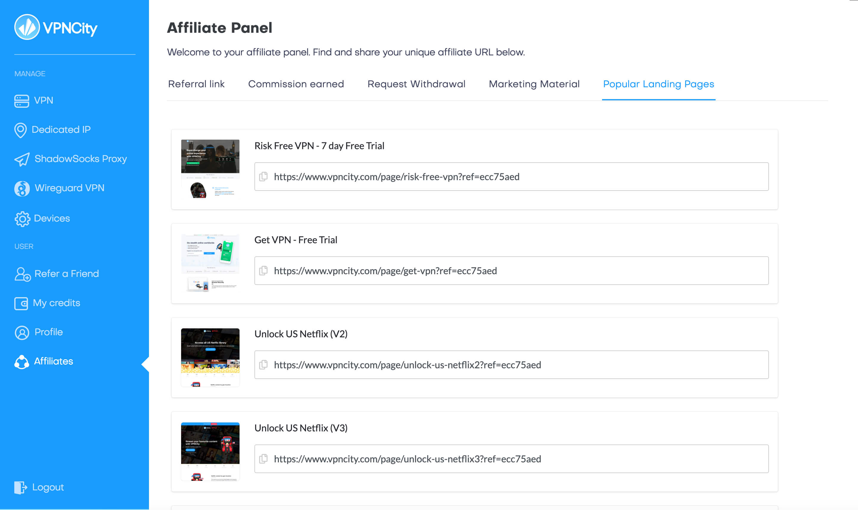 VPNCity Affiliates Panel