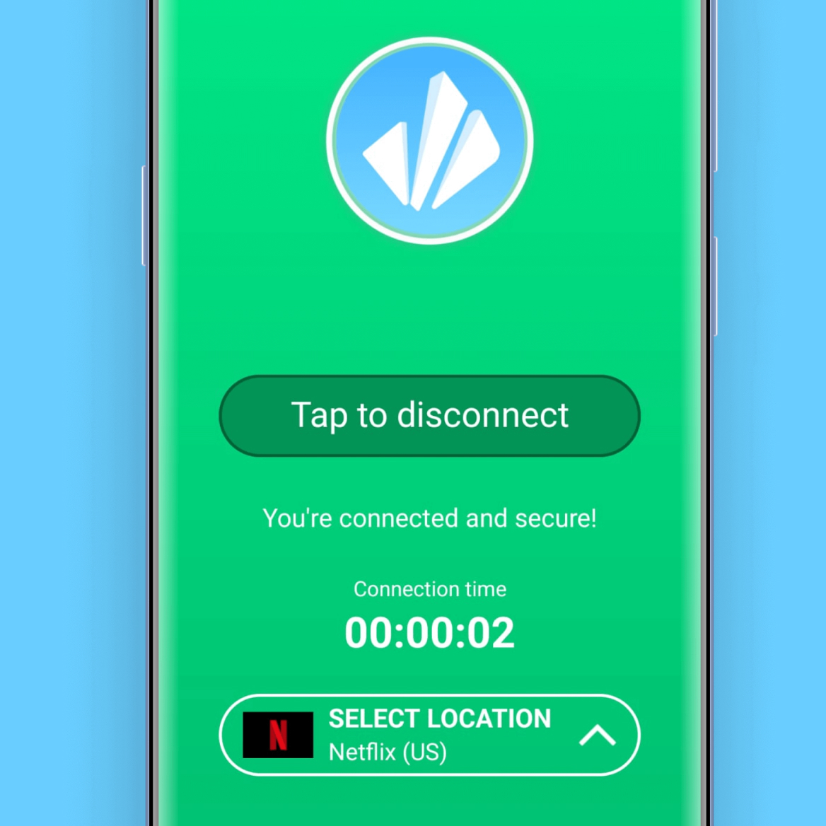 VPNCity Android app connected